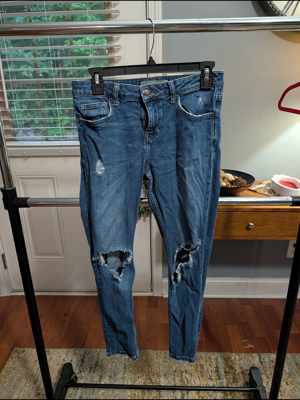 Topshop Moto Lucas Ripped Distressed Blue Denim Jeans